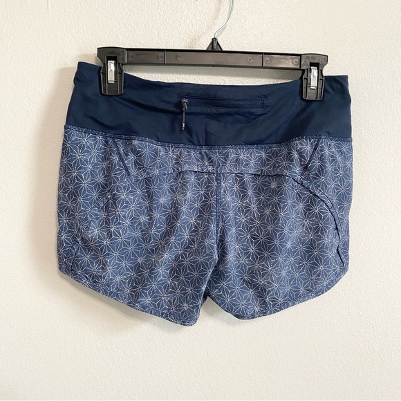 Lululemon Athletica Run Times Navy Printed Mid Rise Lined Athletic Shorts Size 4 - Picture 5 of 9